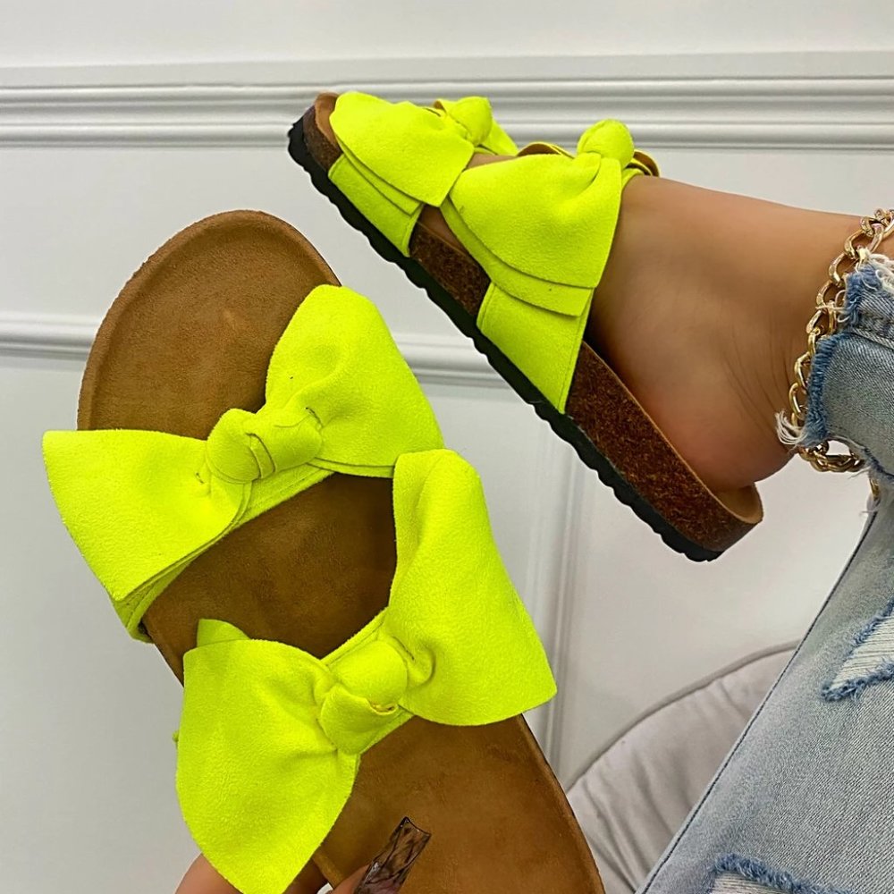 lime bow sandals